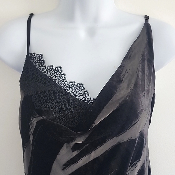 NWT Anthropologie Black Cowl Neck Velvet Lacexslip Dress Size XS - Picture 5 of 9